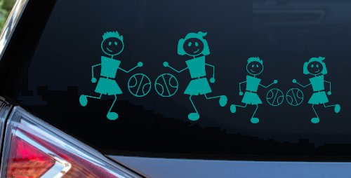 Basketball Stick Family 2 Kids Car or Truck Window Decal Sticker