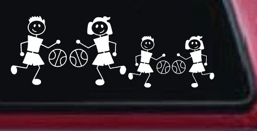 Basketball Stick Family 2 Kids Car or Truck Window Decal Sticker