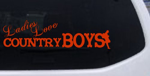 Ladies Love Country Boys Car or Truck Window Decal Sticker (Orange Red)