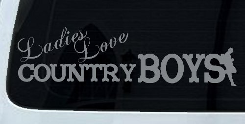 Ladies Love Country Boys Car or Truck Window Decal Sticker (Telegrey)