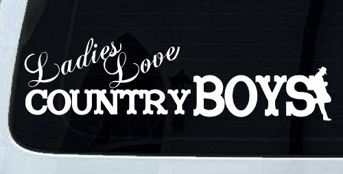 Ladies Love Country Boys Car or Truck Window Decal Sticker (White)