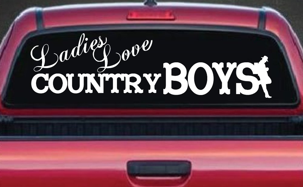 Ladies Love Country Boys Car or Truck Window Decal Sticker (White)