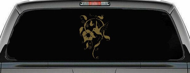 Swirl Vine Flower Hummingbird Car or Truck Window Decal Sticker