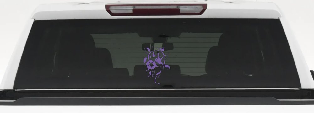 Swirl Vine Flower Hummingbird Car or Truck Window Decal Sticker