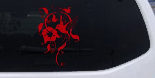 Swirl Vine Flower Hummingbird Car or Truck Window Decal Sticker