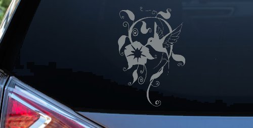 Swirl Vine Flower Hummingbird Car or Truck Window Decal Sticker