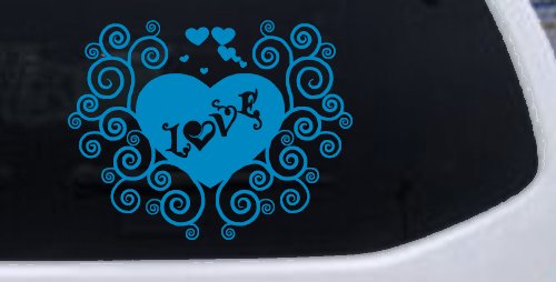 Swirl Heart Love Car or Truck Window Decal Sticker (Blue)