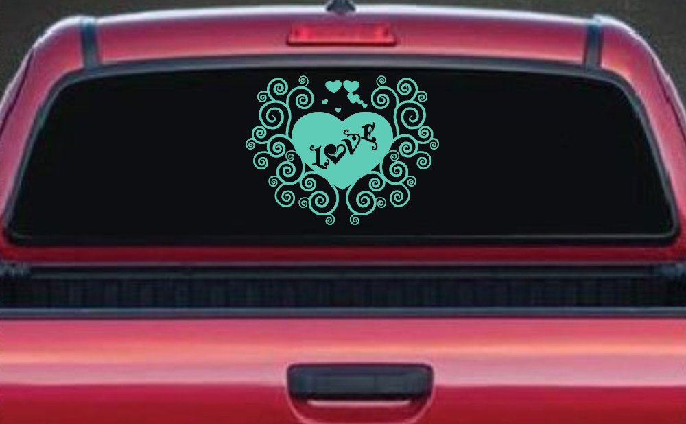 Swirl Heart Love Car or Truck Window Decal Sticker