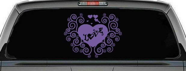 Swirl Heart Love Car or Truck Window Decal Sticker