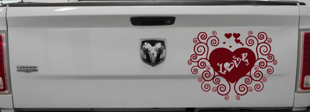 Swirl Heart Love Car or Truck Window Decal Sticker