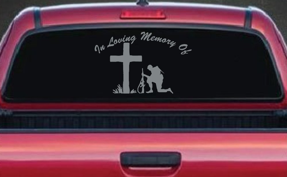 In loving Memory Soldier At Cross Military Car or Truck Window Decal Sticker