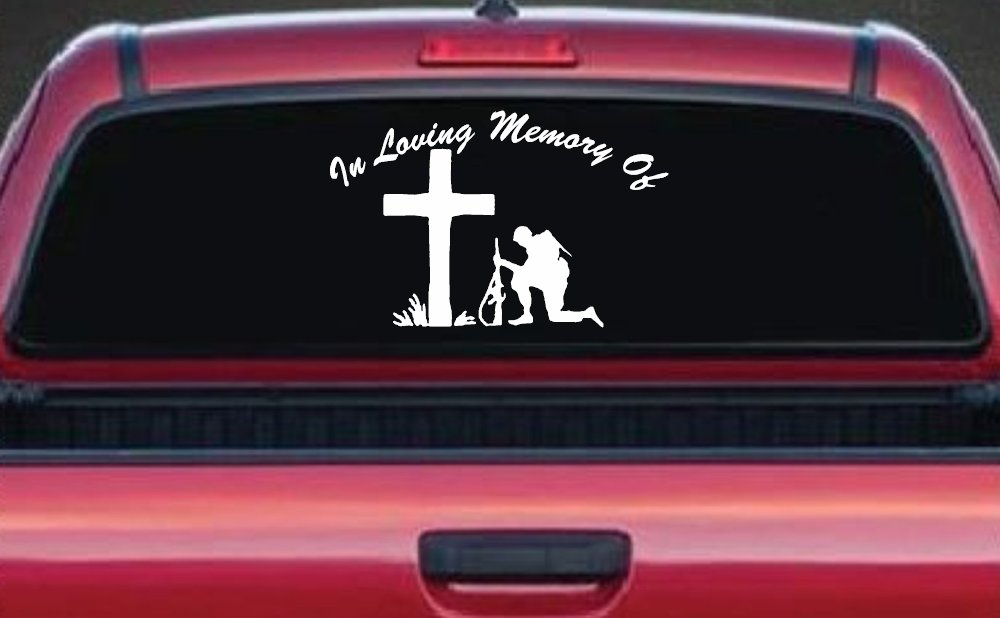 In loving Memory Soldier At Cross Military Car or Truck Window Decal Sticker