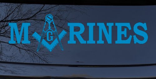 Marines with Freemason Masonic Square and Compass Military Car or Truck Window Decal Sticker