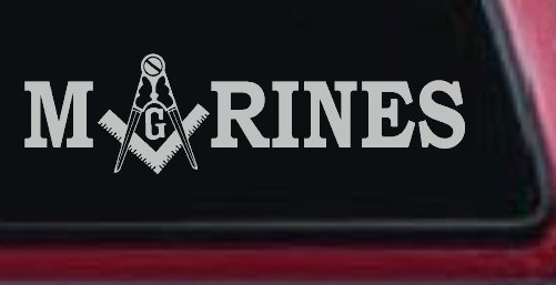 Marines with Freemason Masonic Square and Compass Military Car or Truck Window Decal Sticker