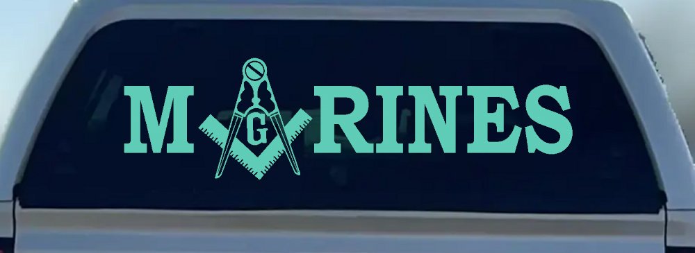 Marines with Freemason Masonic Square and Compass Military Car or Truck Window Decal Sticker