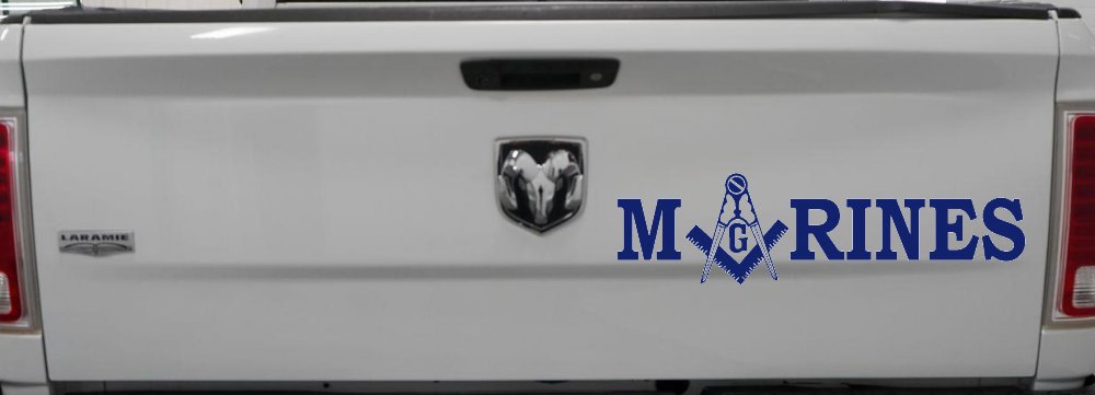 Marines with Freemason Masonic Square and Compass Military Car or Truck Window Decal Sticker