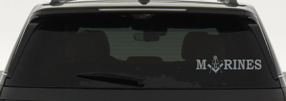 Marines with Freemason Masonic Square and Compass Military Car or Truck Window Decal Sticker