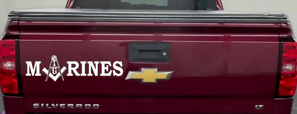Marines with Freemason Masonic Square and Compass Military Car or Truck Window Decal Sticker (White)