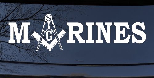 Marines with Freemason Masonic Square and Compass Military Car or Truck Window Decal Sticker