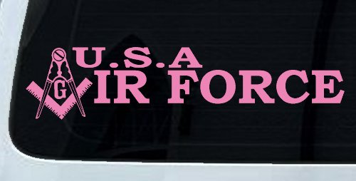 Air Force Freemason Masonic Compass and Square Military Car or Truck Window Decal Sticker (Pink)