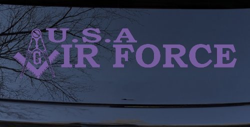 Air Force Freemason Masonic Compass and Square Military Car or Truck Window Decal Sticker (Purple)
