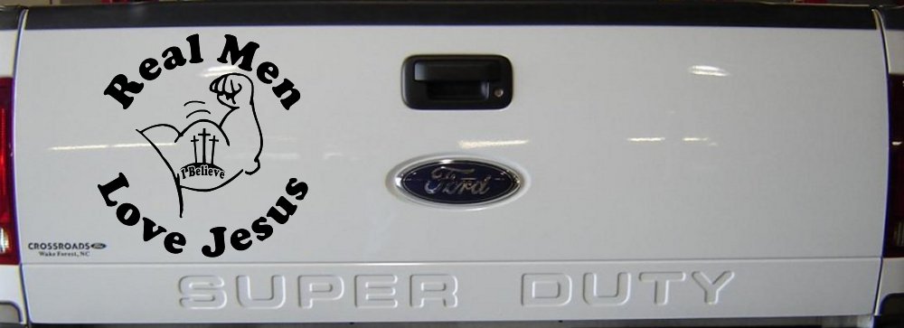 Real Men Love Jesus Christian Car or Truck Window Decal Sticker (Black)