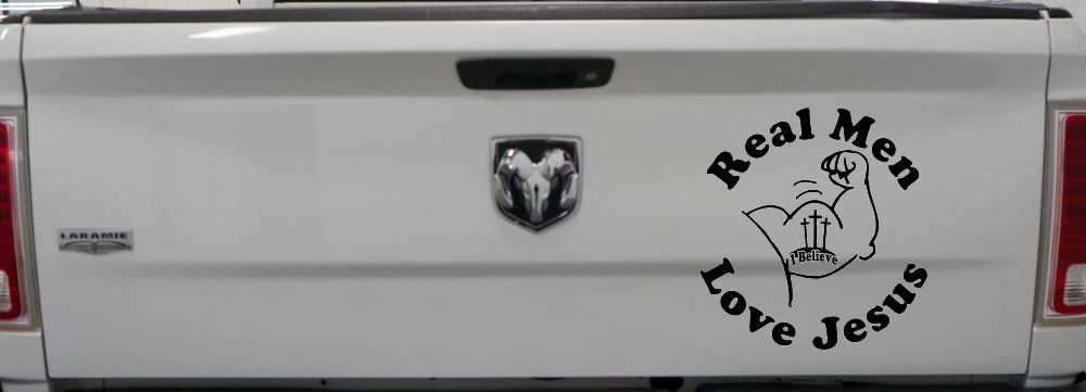 Real Men Love Jesus Christian Car or Truck Window Decal Sticker