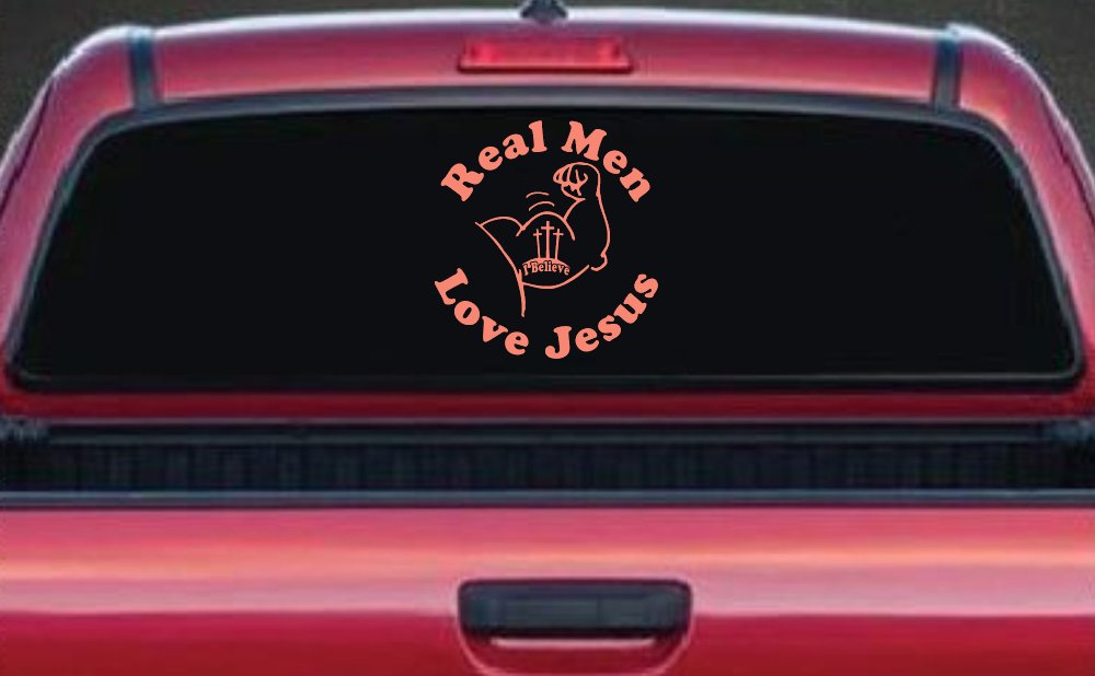 Real Men Love Jesus Christian Car or Truck Window Decal Sticker