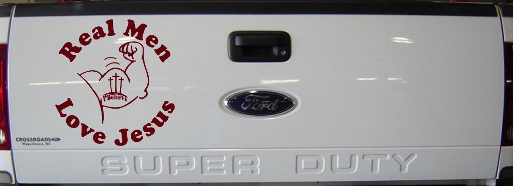 Real Men Love Jesus Christian Car or Truck Window Decal Sticker