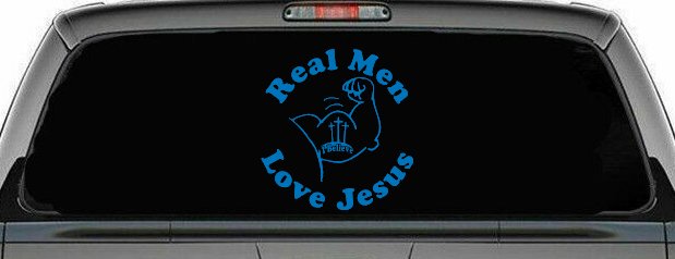 Real Men Love Jesus Christian Car or Truck Window Decal Sticker