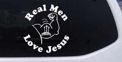 Real Men Love Jesus Christian Car or Truck Window Decal Sticker
