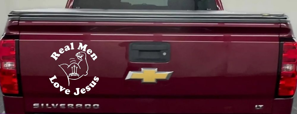 Real Men Love Jesus Christian Car or Truck Window Decal Sticker