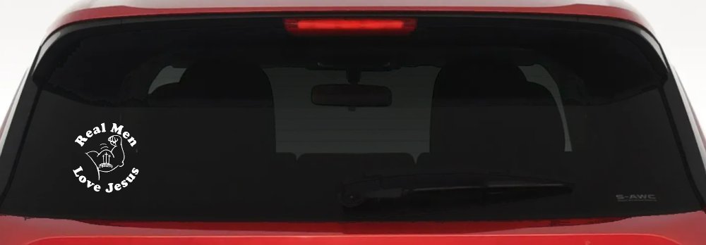 Real Men Love Jesus Christian Car or Truck Window Decal Sticker
