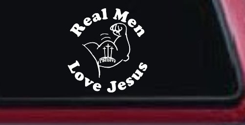 Real Men Love Jesus Christian Car or Truck Window Decal Sticker