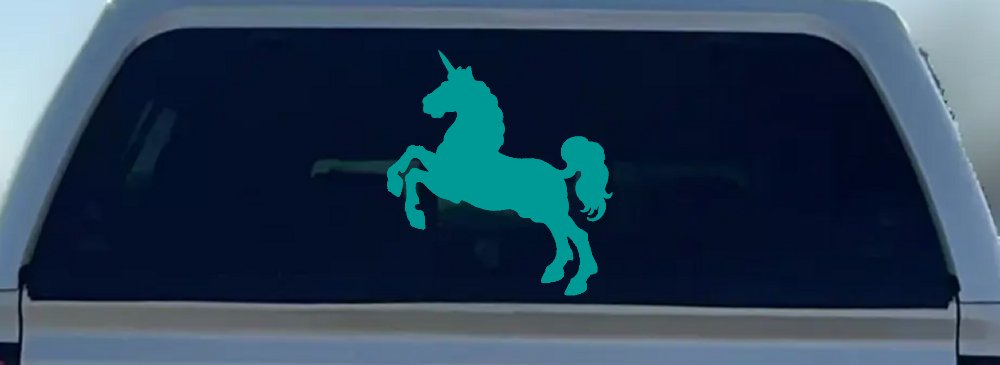 Unicorn Prancing Car or Truck Window Decal Sticker (Turquoise)