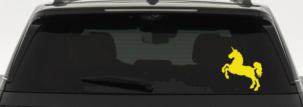 Unicorn Prancing Car or Truck Window Decal Sticker (Yellow)