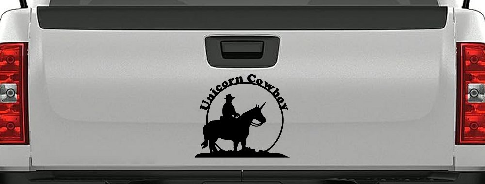 Unicorn Cowboy Funny Car or Truck Window Decal Sticker (Black)