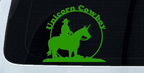 Unicorn Cowboy Funny Car or Truck Window Decal Sticker (Lime)