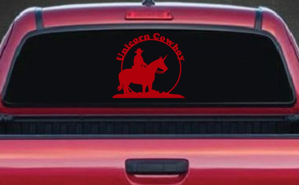 Unicorn Cowboy Funny Car or Truck Window Decal Sticker