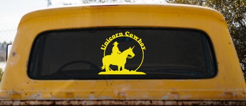 Unicorn Cowboy Funny Car or Truck Window Decal Sticker
