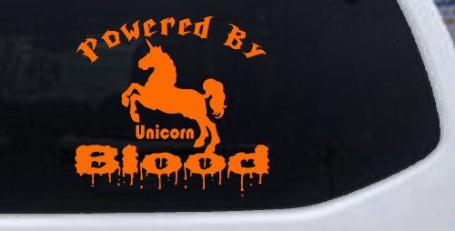 Powered By Unicorn Blood Funny Car or Truck Window Decal Sticker
