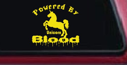 Unicorn Blood Decal Funny Car Truck Sticker Magical Humor (Yellow)