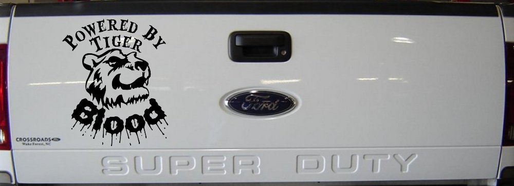 Powered By Tiger Blood Funny Car or Truck Window Decal Sticker