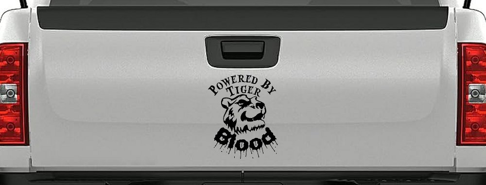 Powered By Tiger Blood Funny Car or Truck Window Decal Sticker (Black)