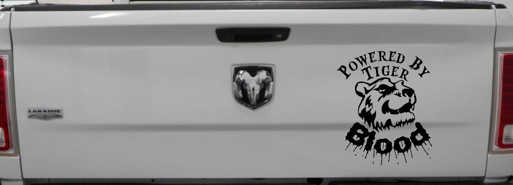 Powered By Tiger Blood Funny Car or Truck Window Decal Sticker