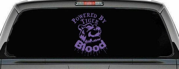 Powered By Tiger Blood Decal Sticker Funny Car Truck Window Vinyl (Purple)