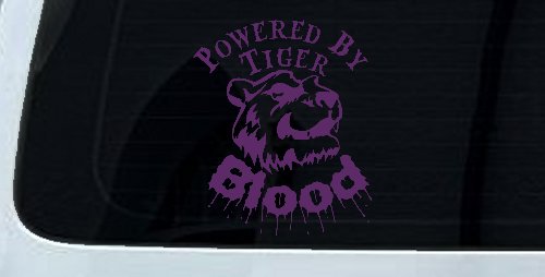Powered By Tiger Blood Funny Car or Truck Window Decal Sticker (Violet)