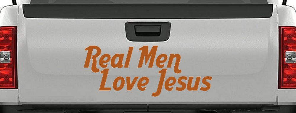 Real Men Love Jesus Christian Car or Truck Window Decal Sticker (Nut Brown)