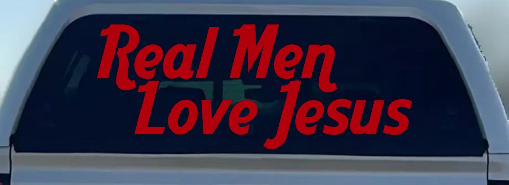 Real Men Love Jesus Christian Car or Truck Window Decal Sticker (Red)
