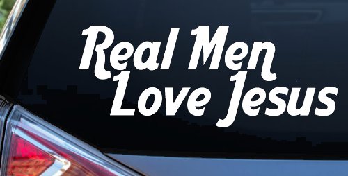 Real Men Love Jesus Car Truck Window Decal Sticker Christian Faith Vinyl (White)